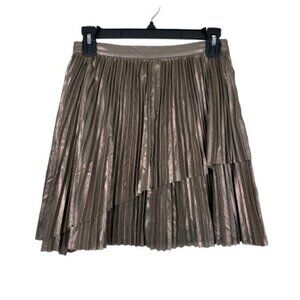 Aritzia Wilfred Metallic Pleated Mini Skirt Size 4 Glam Party